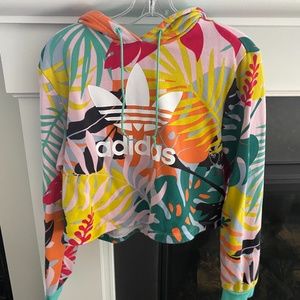 Adidas crop tropical hoodie
